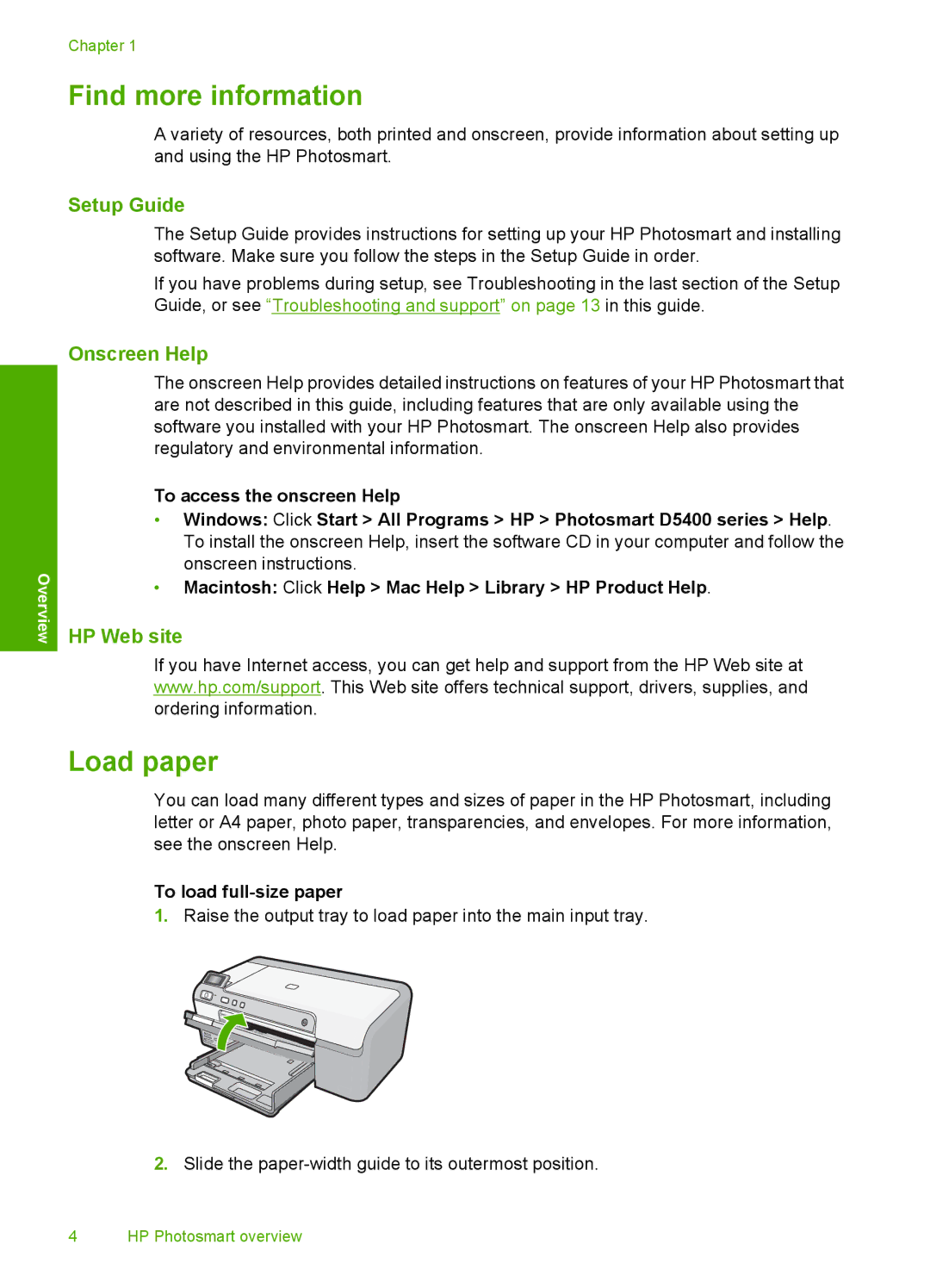 HP D5463 manual Find more information, Load paper 