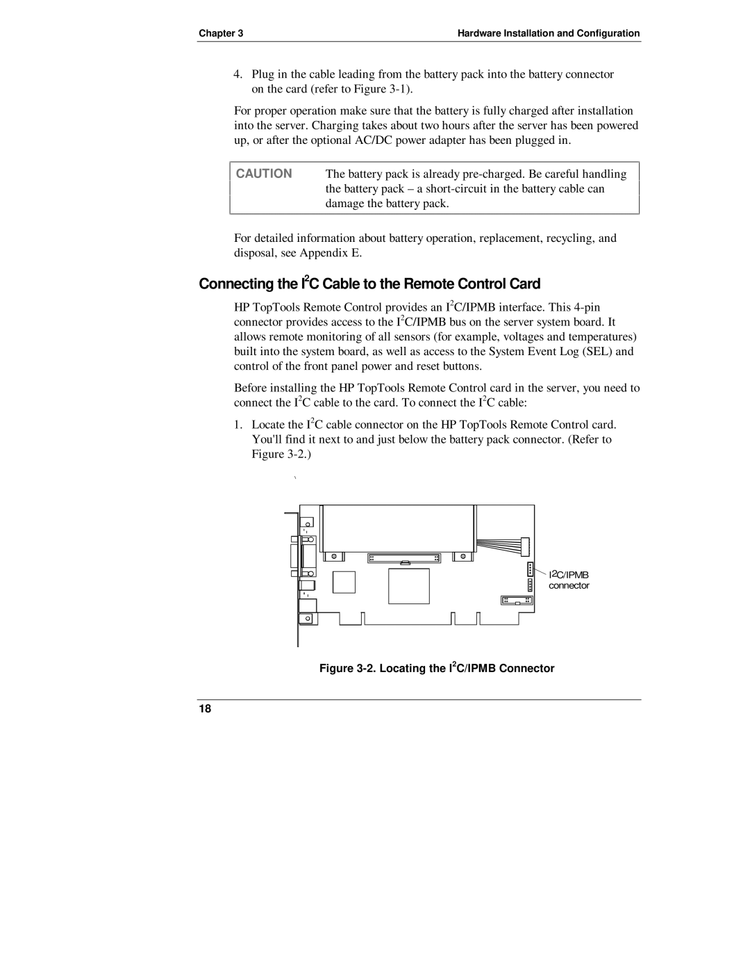 HP D6028-90004 manual Connecting the I2C Cable to the Remote Control Card, Locating the I2C/IPMB Connector 