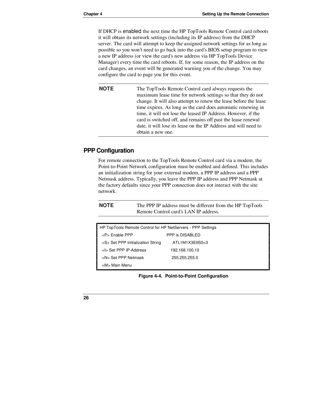 HP D6028-90004 manual PPP Configuration, Remote Control card’s LAN IP address 