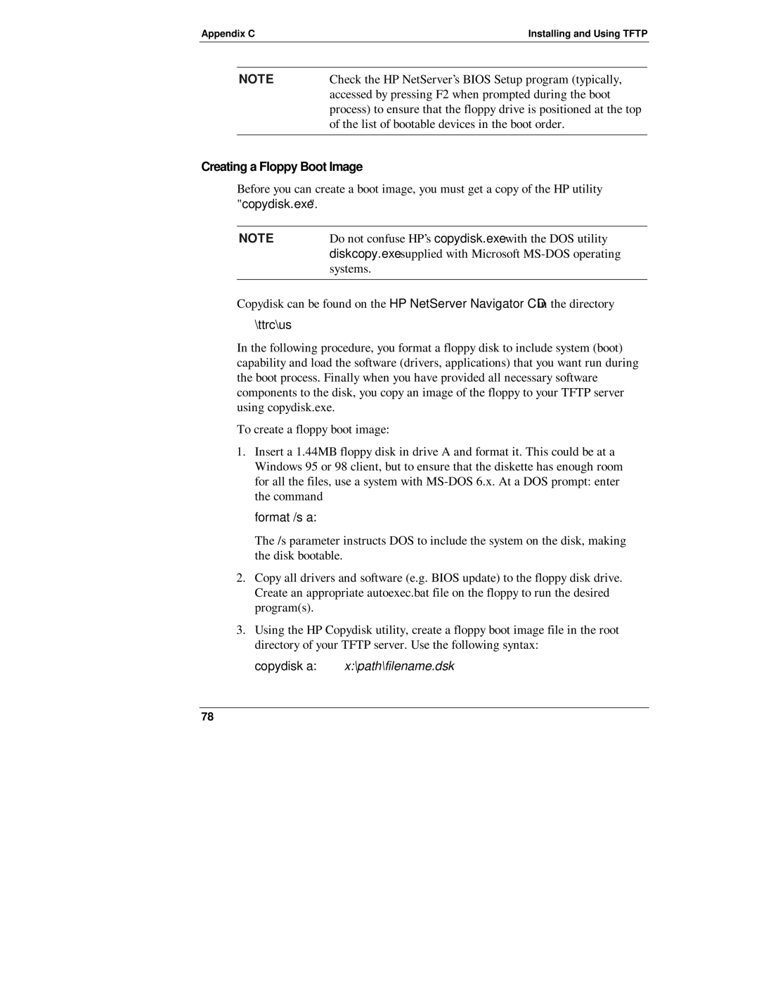 HP D6028-90004 manual Creating a Floppy Boot Image, ttrc\us 