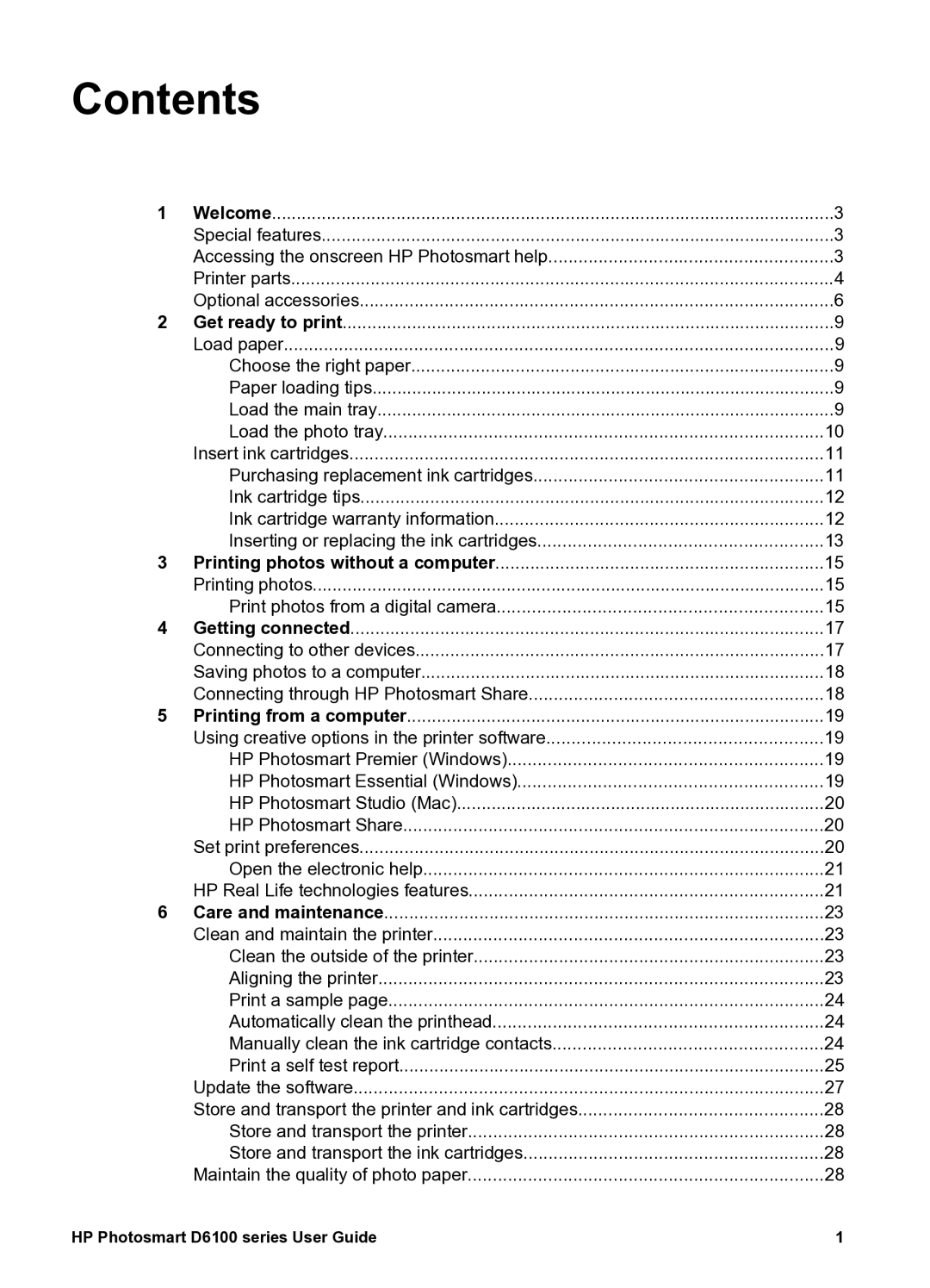 HP D6100 manual Contents 