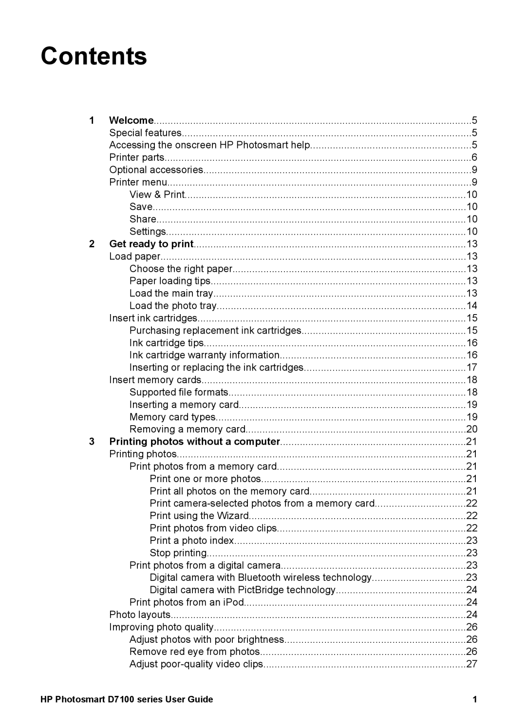 HP D7100 manual Contents 