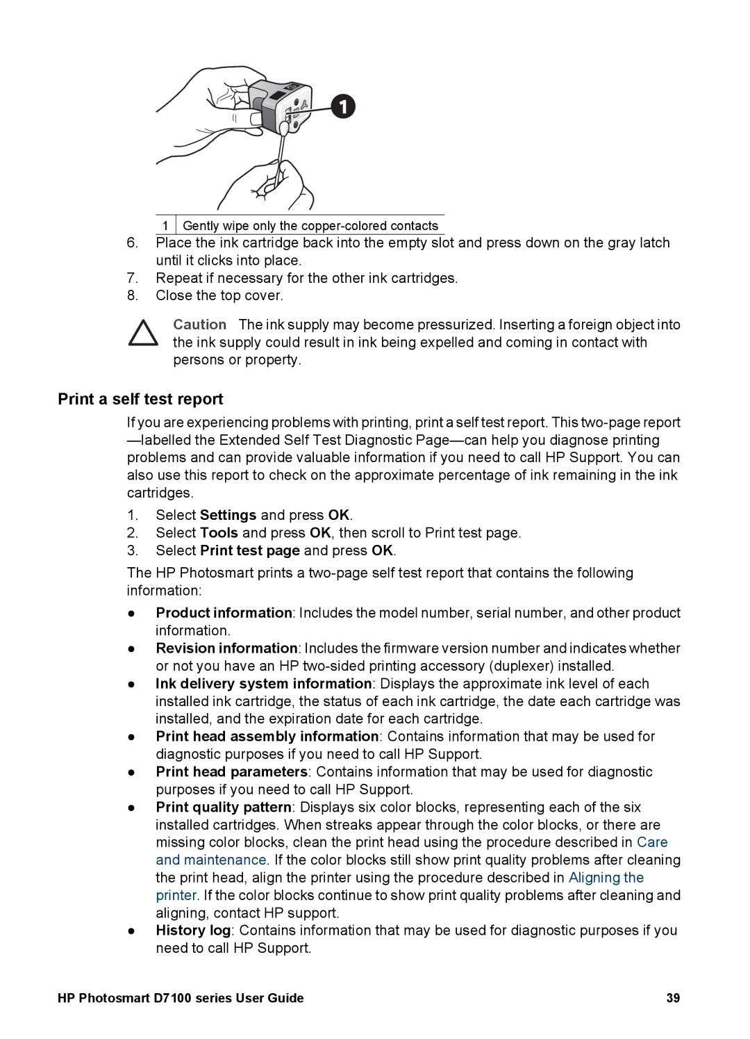 HP D7100 manual Print a self test report 