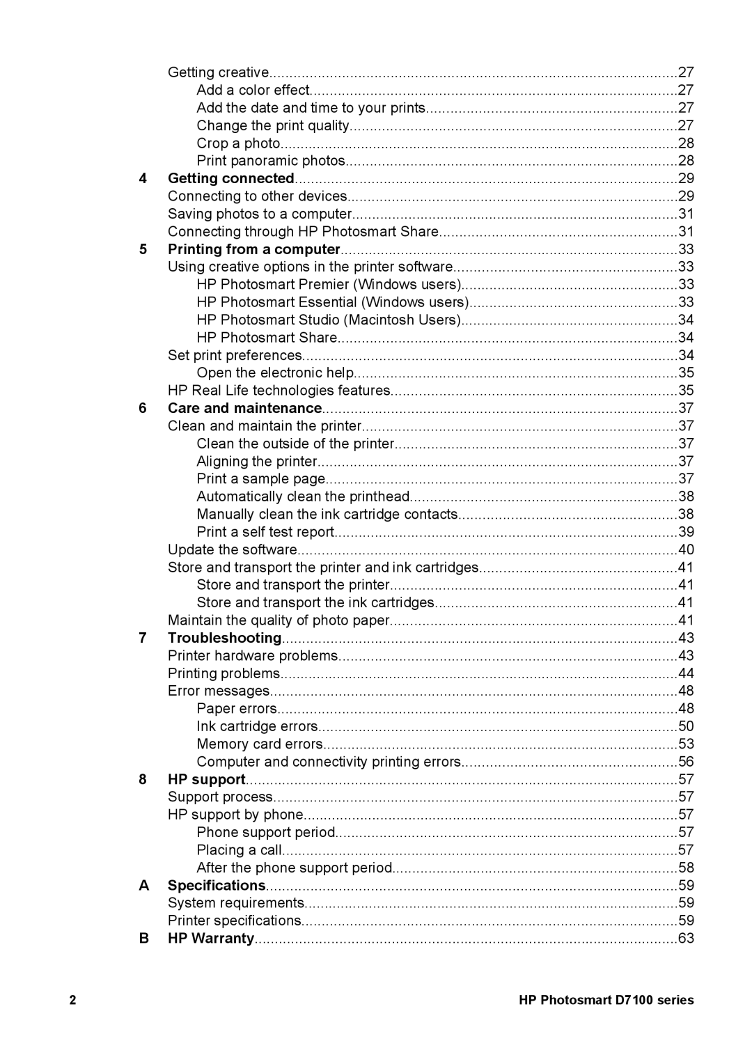 HP manual HP Photosmart D7100 series 