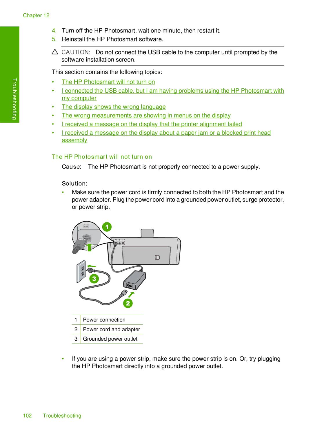 HP D7200 manual HP Photosmart will not turn on, Solution 