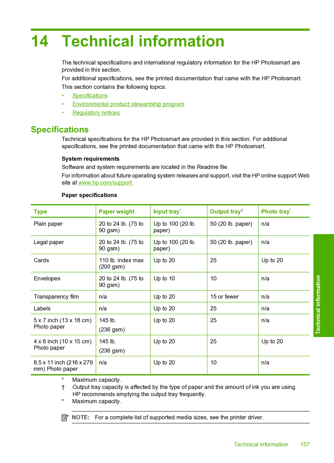 HP D7200 manual Technical information, Specifications 