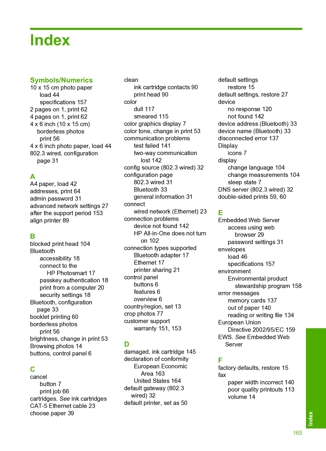 HP D7200 manual Index, Symbols/Numerics 