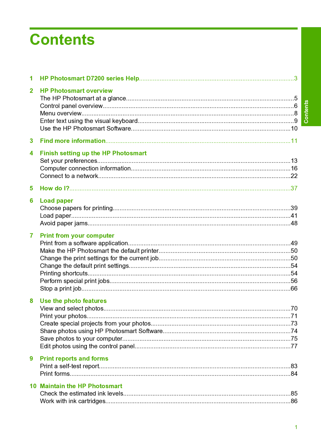 HP D7200 manual Contents 