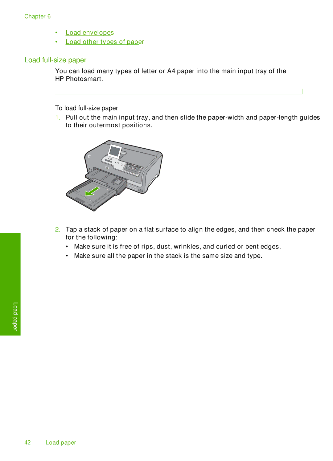 HP D7200 manual Load full-size paper, To load full-size paper 