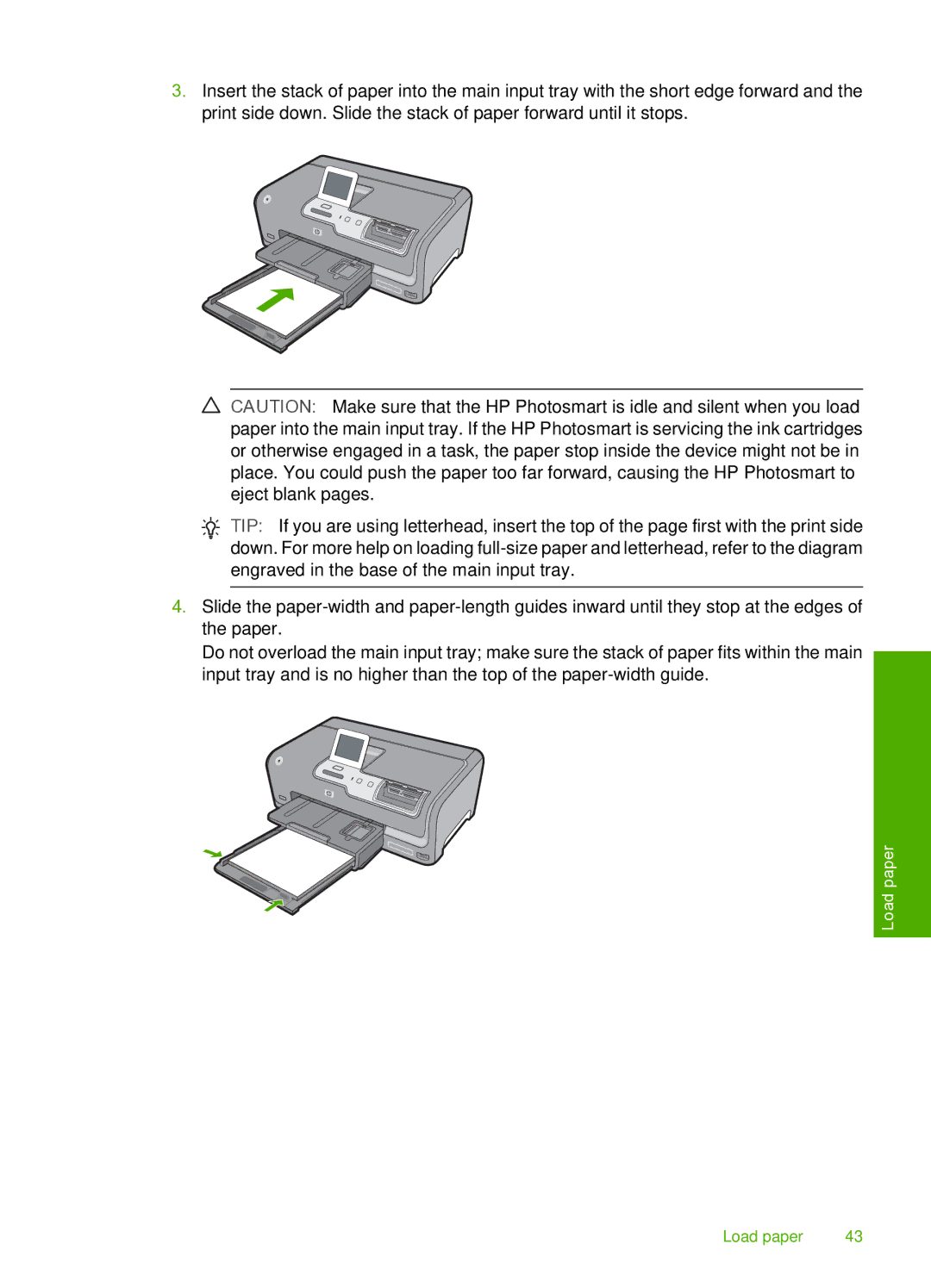 HP D7200 manual Load paper 