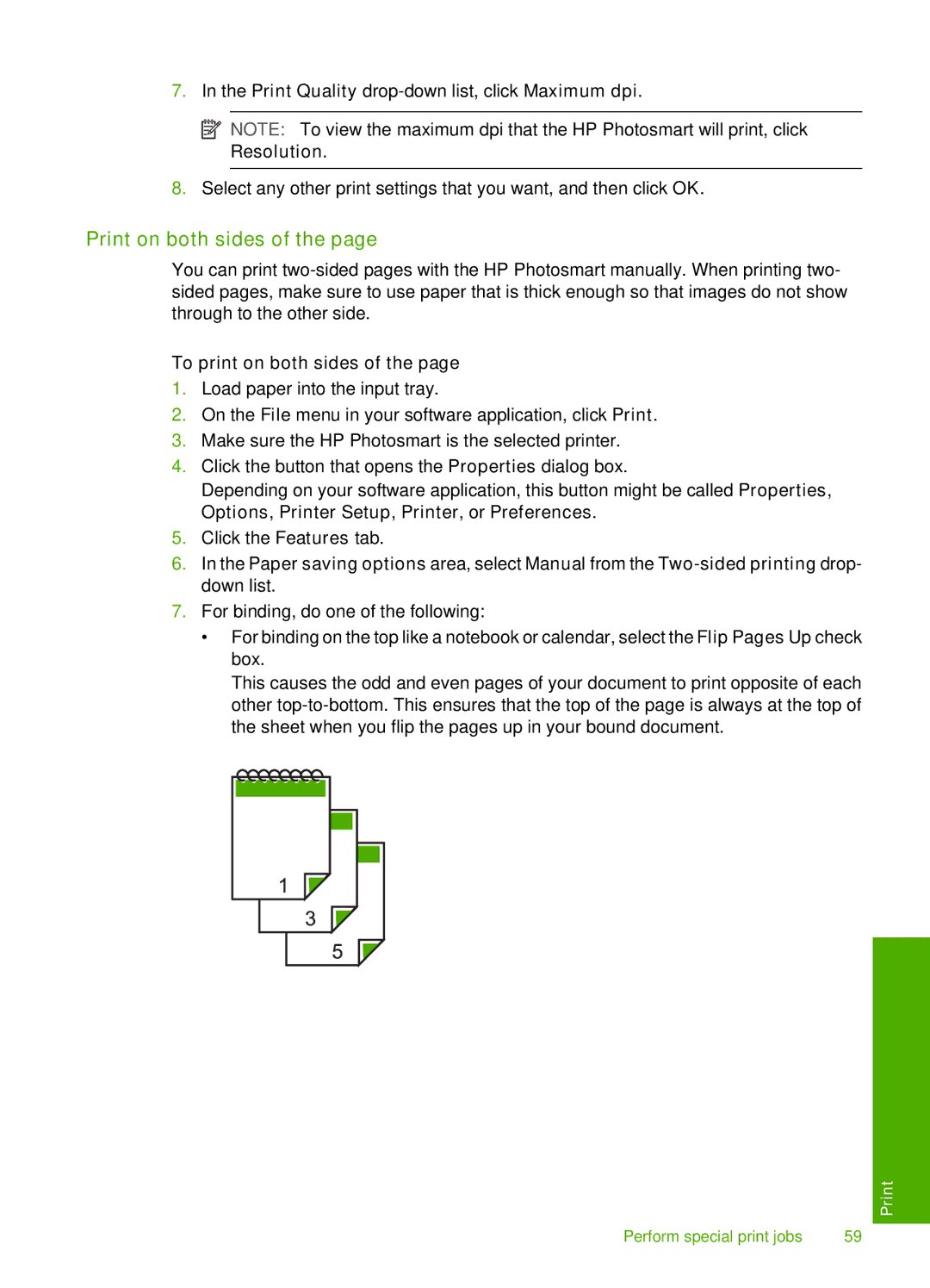 HP D7200 manual Print on both sides, To print on both sides 