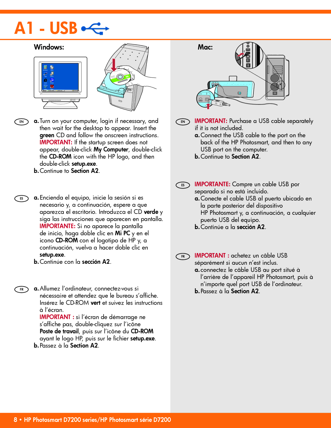 HP D7200 manual A1 USB 