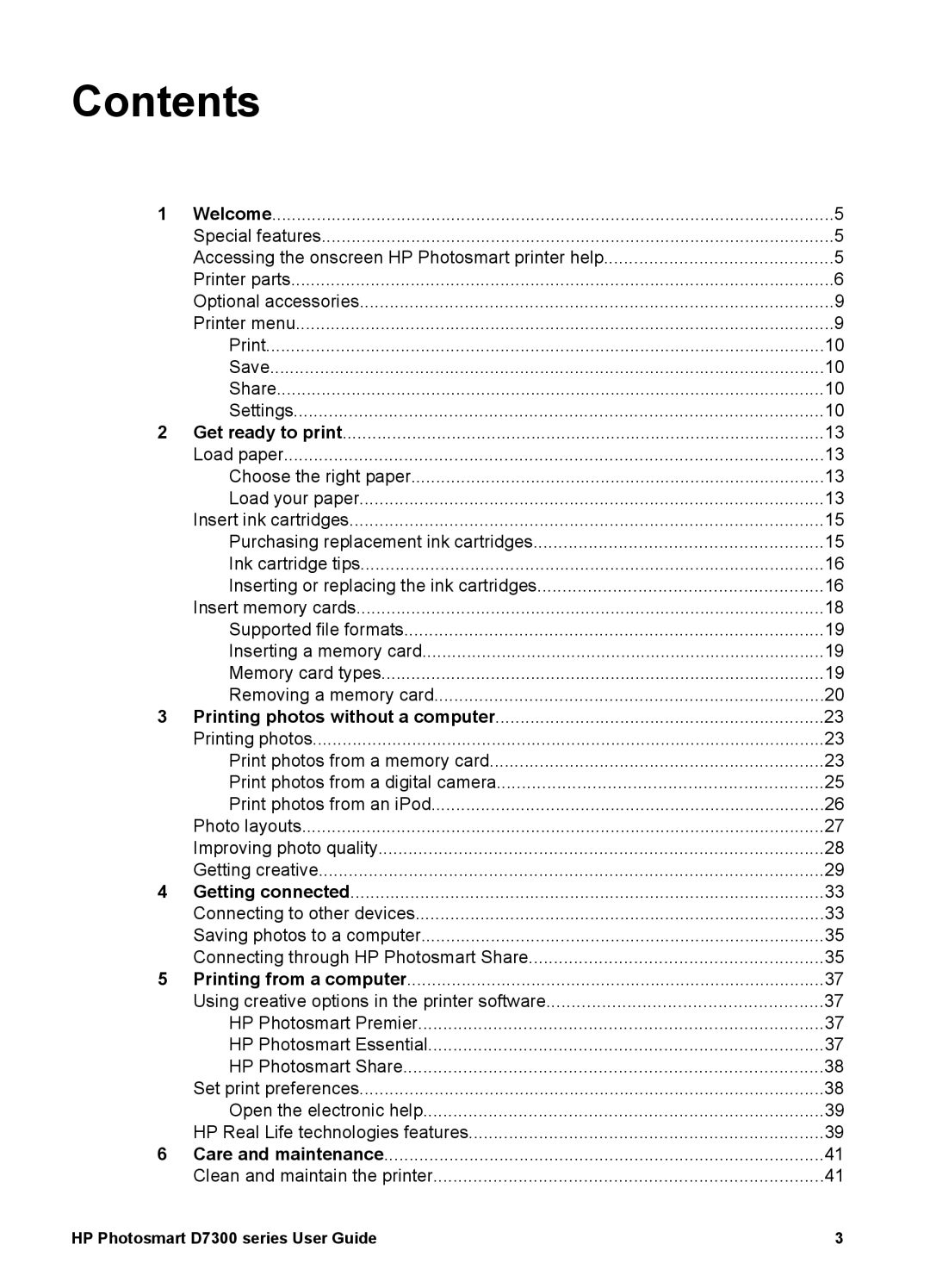 HP D7300 manual Contents 