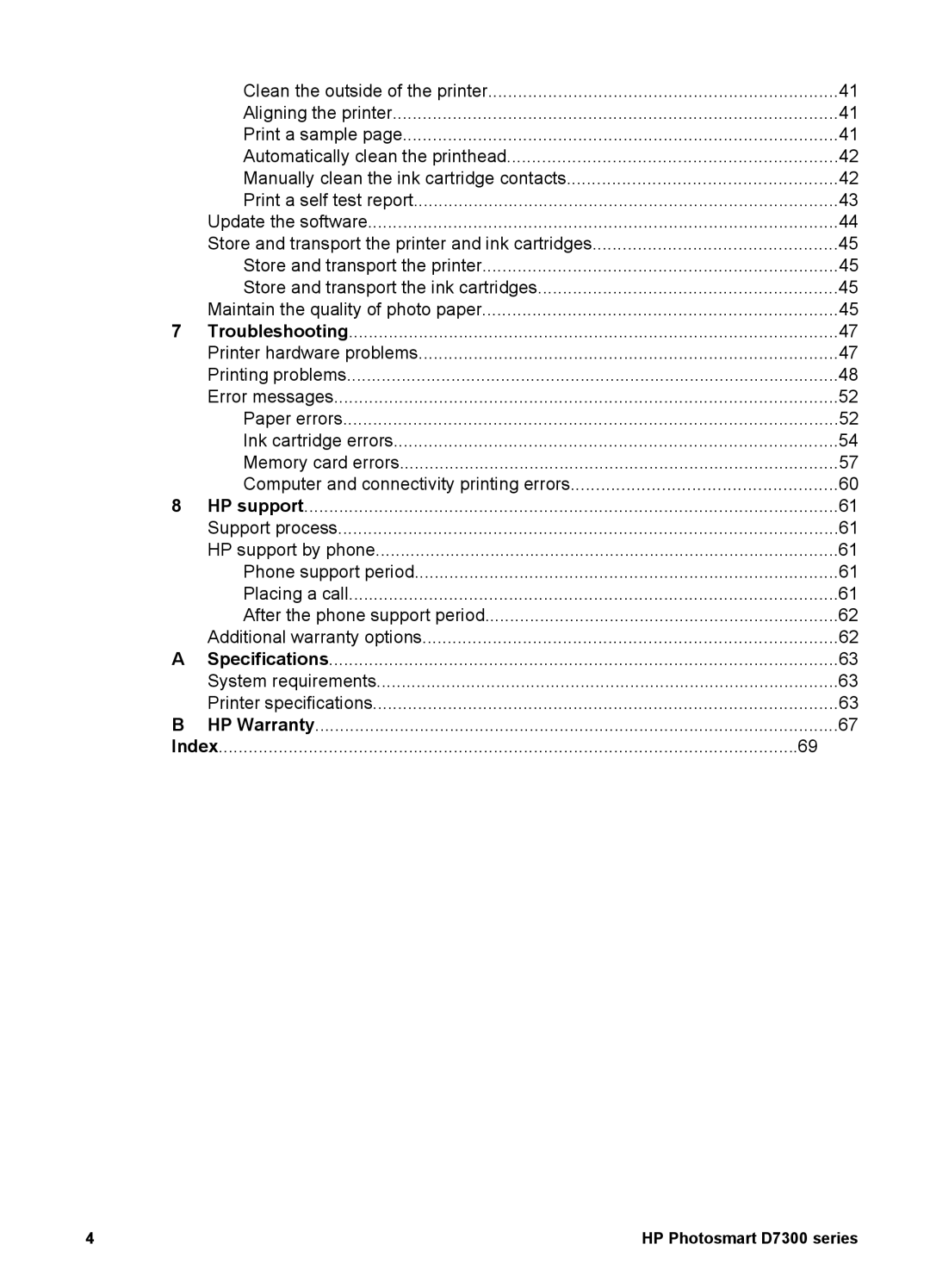 HP D7300 manual Troubleshooting 