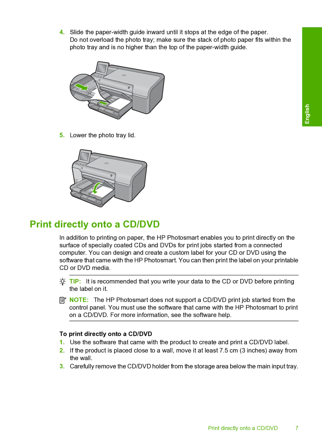 HP D7560 manual Print directly onto a CD/DVD, To print directly onto a CD/DVD 