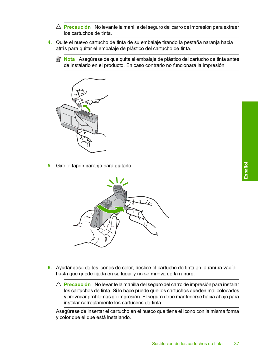 HP D7560 manual Sustitución de los cartuchos de tinta 