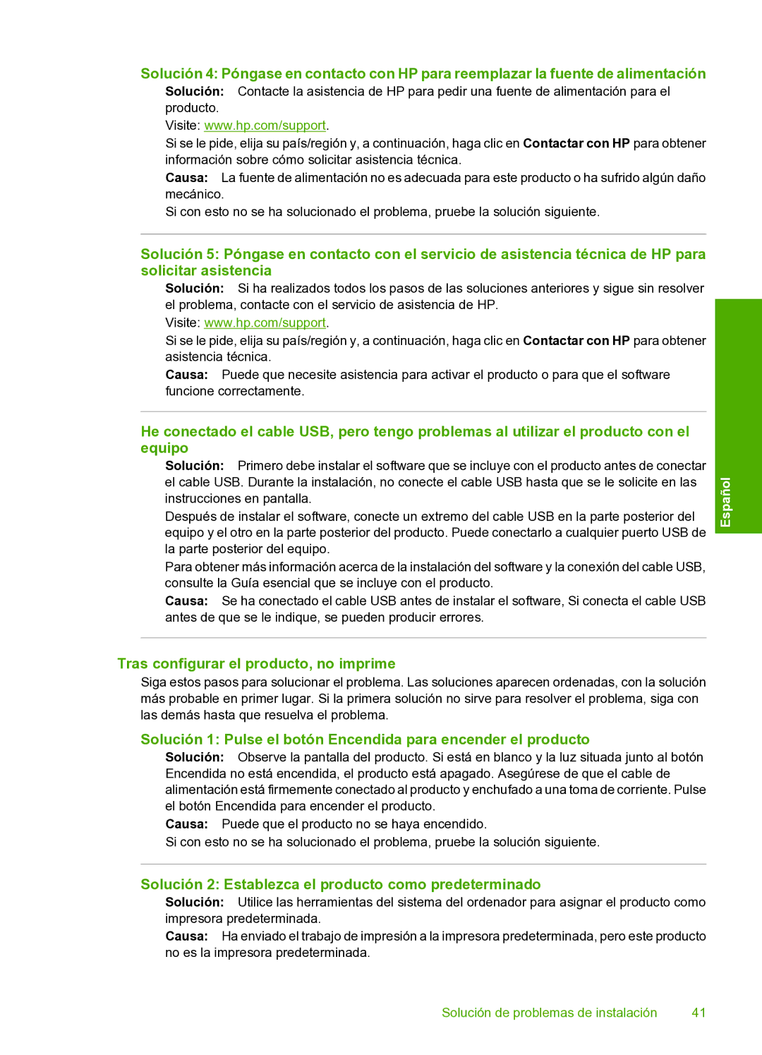 HP D7560 manual Tras configurar el producto, no imprime, Solución 2 Establezca el producto como predeterminado 