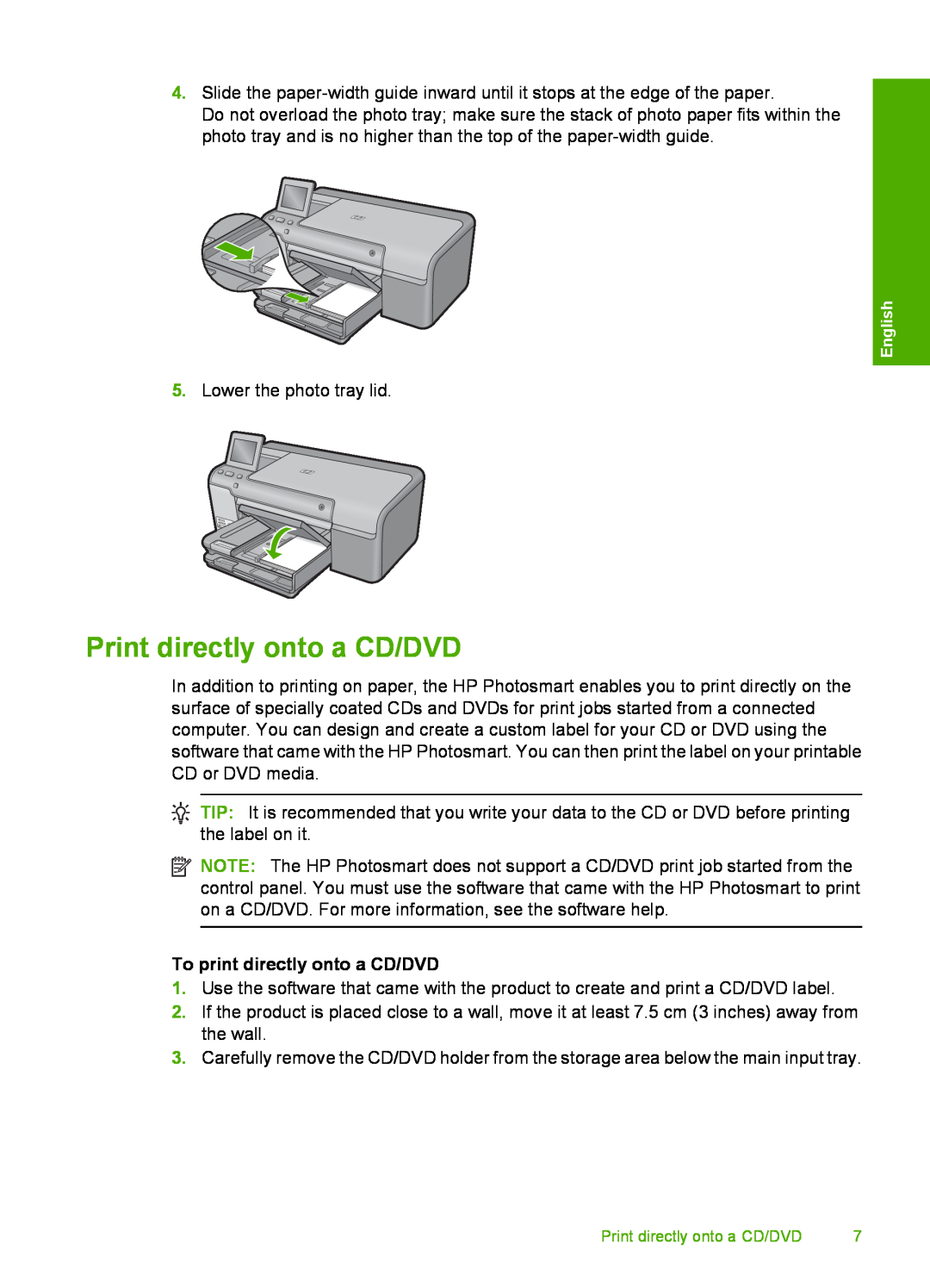 HP D7560 manual Print directly onto a CD/DVD, To print directly onto a CD/DVD 
