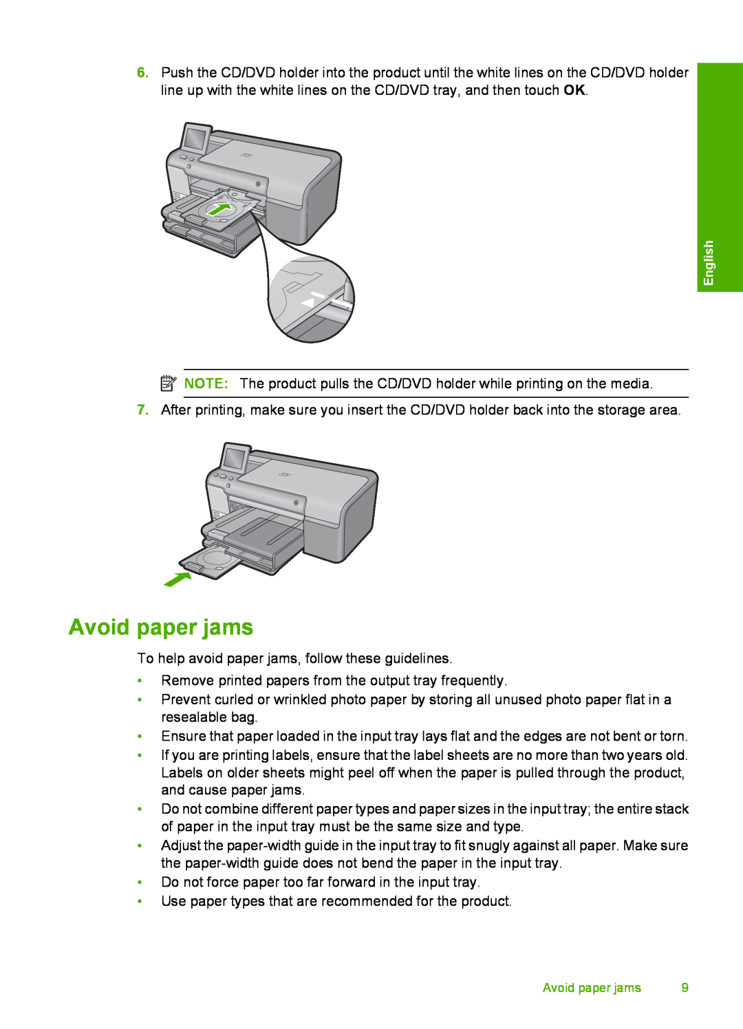 HP D7560 manual Avoid paper jams 