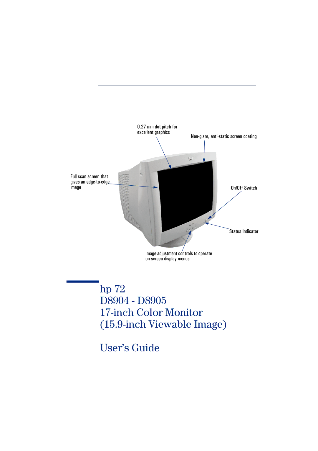 HP d8905, d8904 manual Image adjustment controls to operate on-screen display menus 