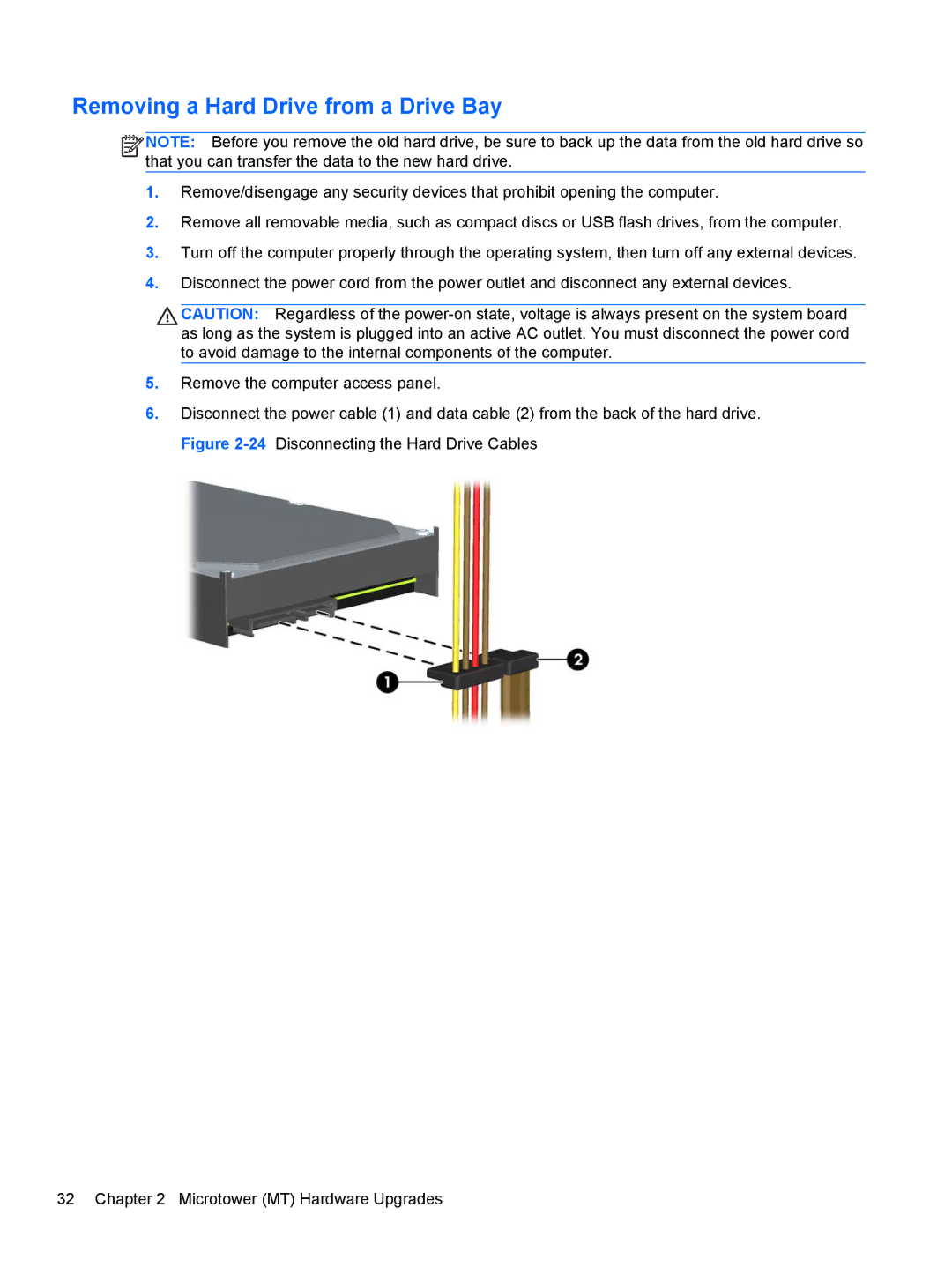 HP Pro 6300 B5N09UT#ABA, D8C61UT#ABA, C6Y70UT#ABA, C6Z94UT, Pro 6300 C9H79UT#ABA manual Removing a Hard Drive from a Drive Bay 