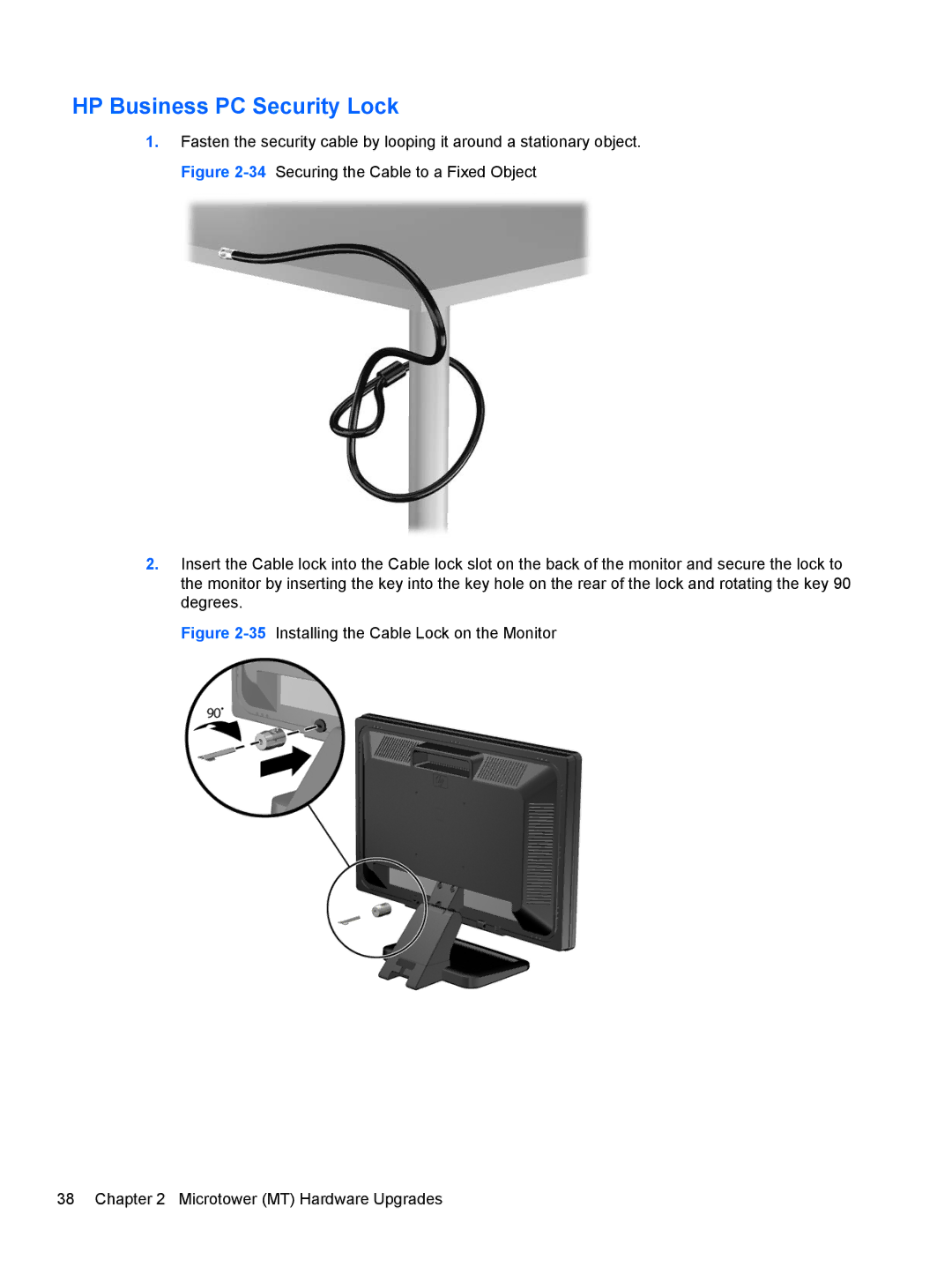 HP Pro 6300 B5N09UT#ABA, D8C61UT#ABA, C6Y70UT#ABA, C6Z94UT, Pro 6300 C9H79UT#ABA manual HP Business PC Security Lock 