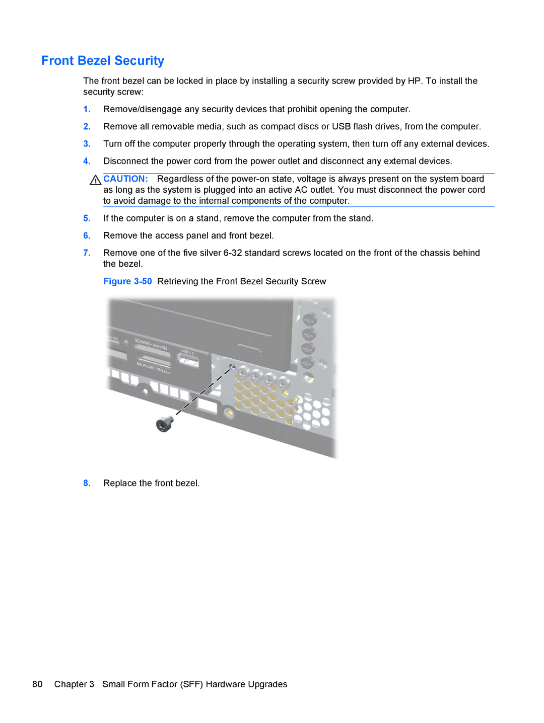 HP Pro 6300 B5N09UT#ABA, D8C61UT#ABA, C6Y70UT#ABA, C6Z94UT, Pro 6300 C9H79UT#ABA manual Front Bezel Security 