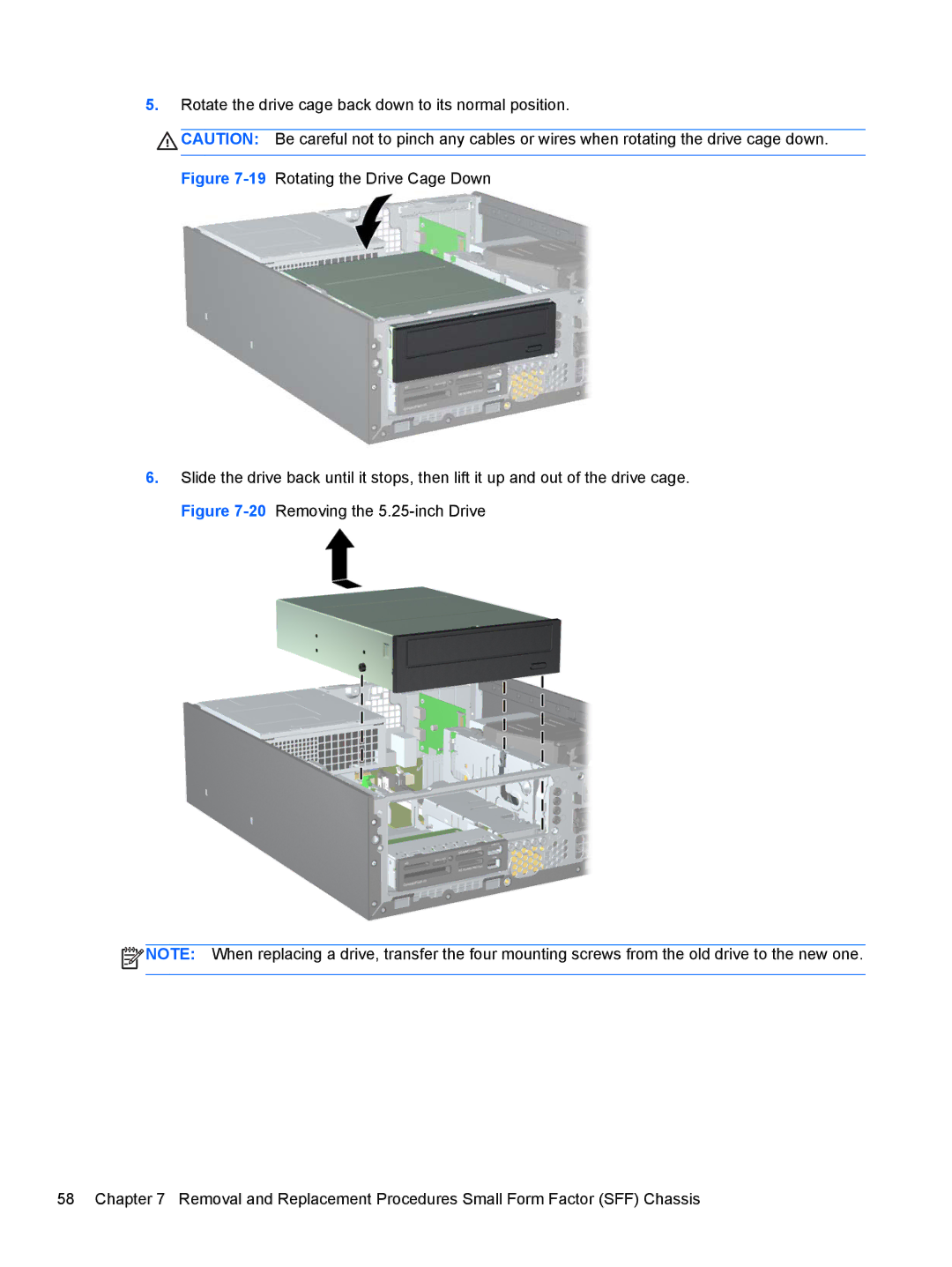 HP Pro 4300 C9H67UT#ABA, D8C84UT#ABA, D3K21UT#ABA manual Rotate the drive cage back down to its normal position 