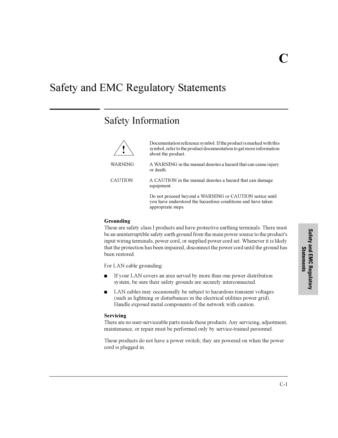 HP Data Center Connection Manager Software Products manual Safety and EMC Regulatory Statements, Safety Information 