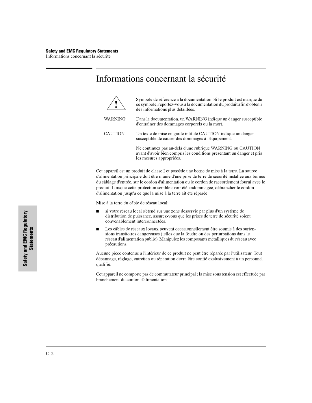 HP Data Center Connection Manager Software Products manual Informations concernant la sécurité, EMC Regulatory Statements 