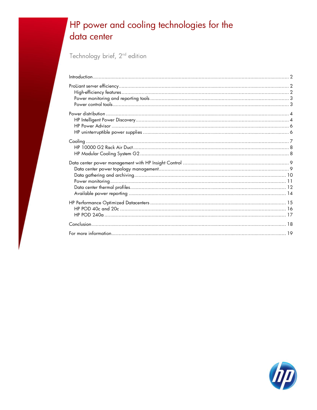 HP Data Center EnvIronmental Edge manual HP power and cooling technologies for Data center, Technology brief, 2 nd edition 