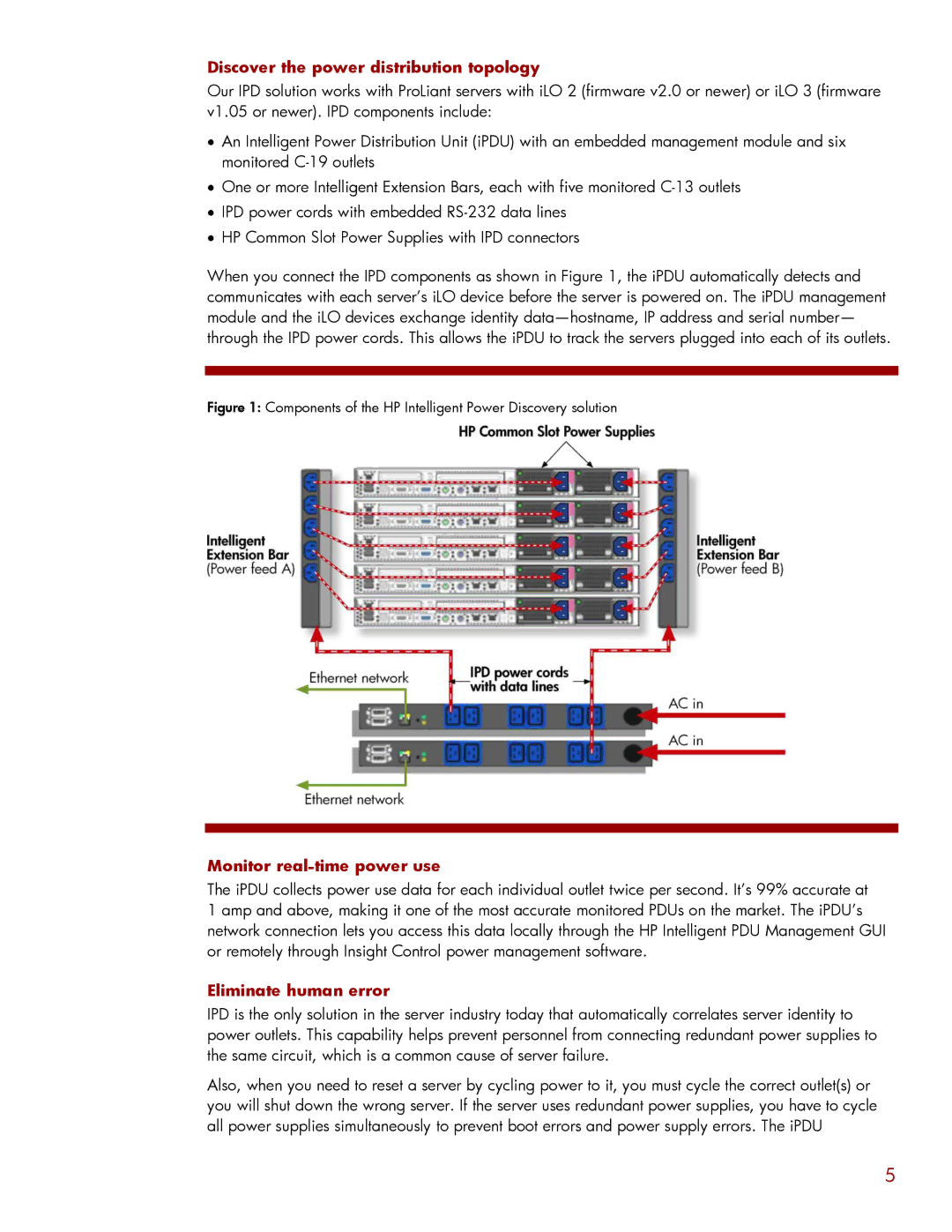 HP Data Center EnvIronmental Edge manual Discover the power distribution topology, Monitor real-time power use 