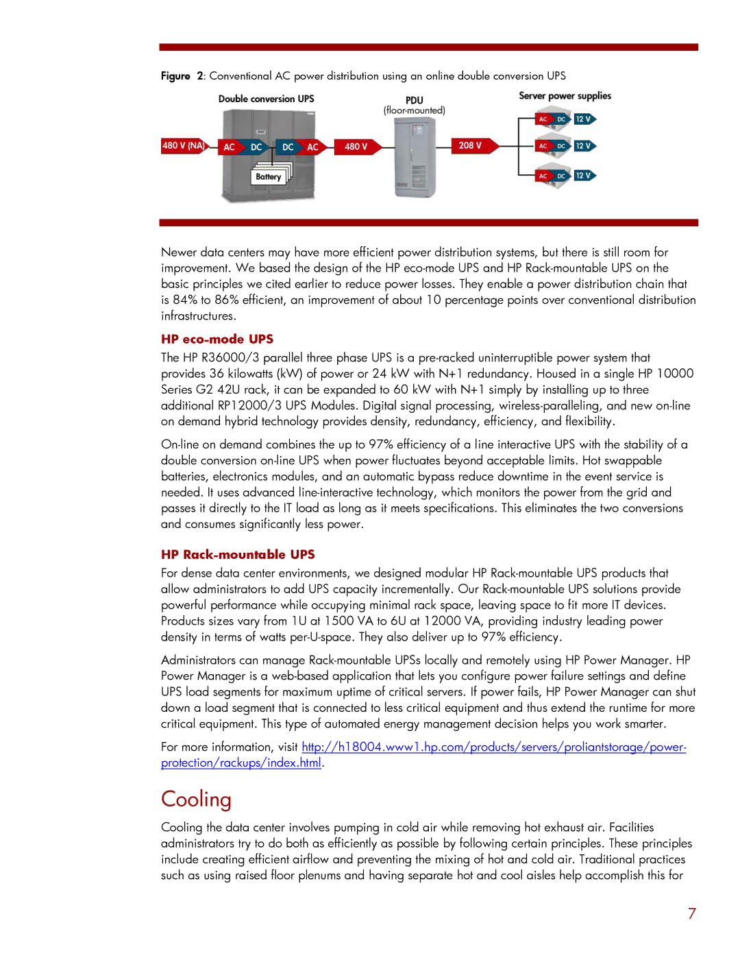 HP Data Center EnvIronmental Edge manual Cooling, HP eco-mode UPS, HP Rack-mountable UPS 