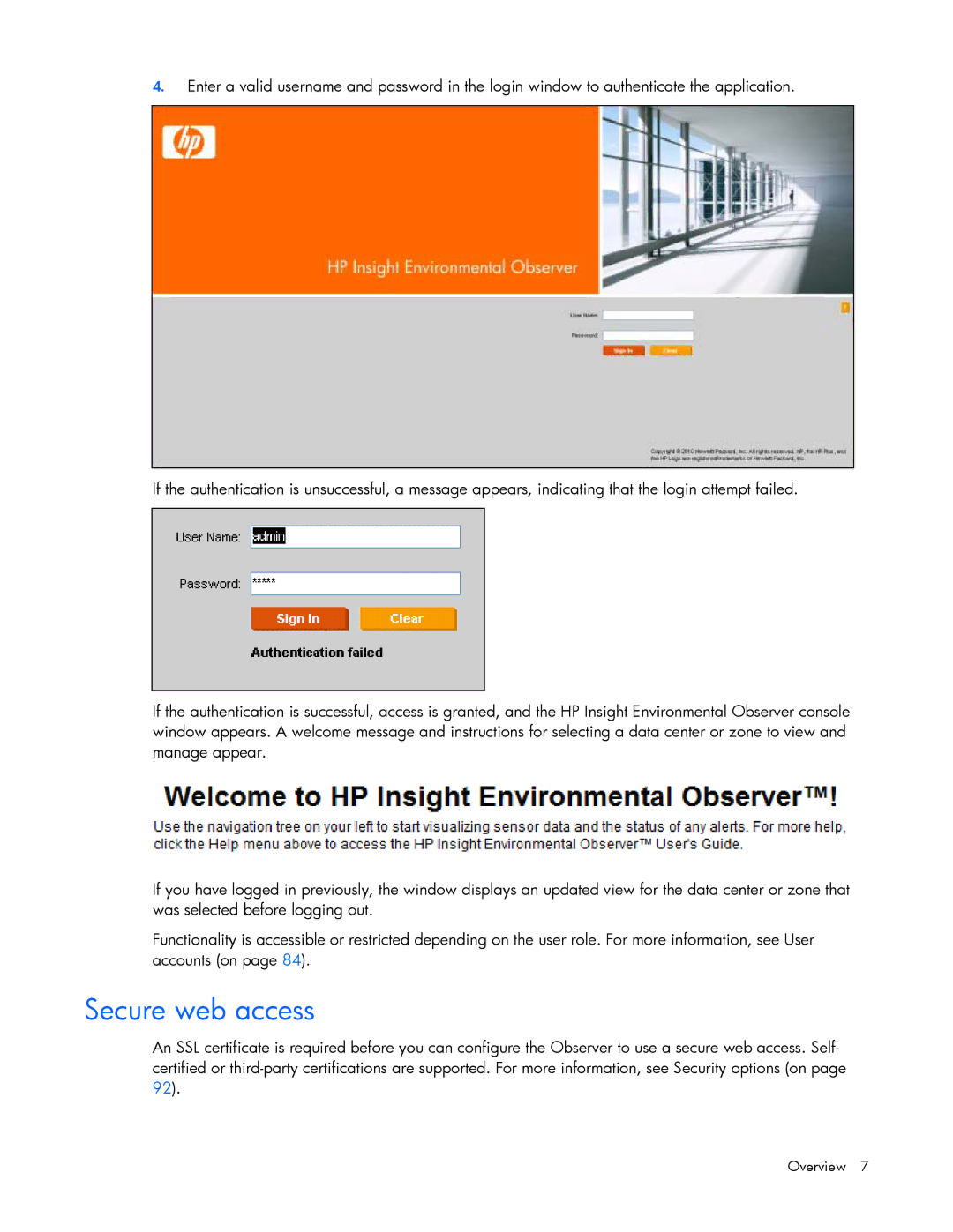 HP Data Center EnvIronmental Edge manual Secure web access 