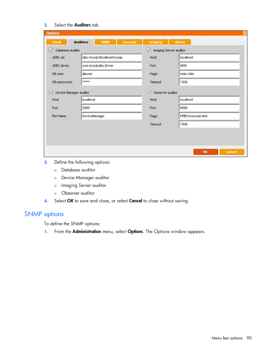 HP Data Center EnvIronmental Edge manual Snmp options 