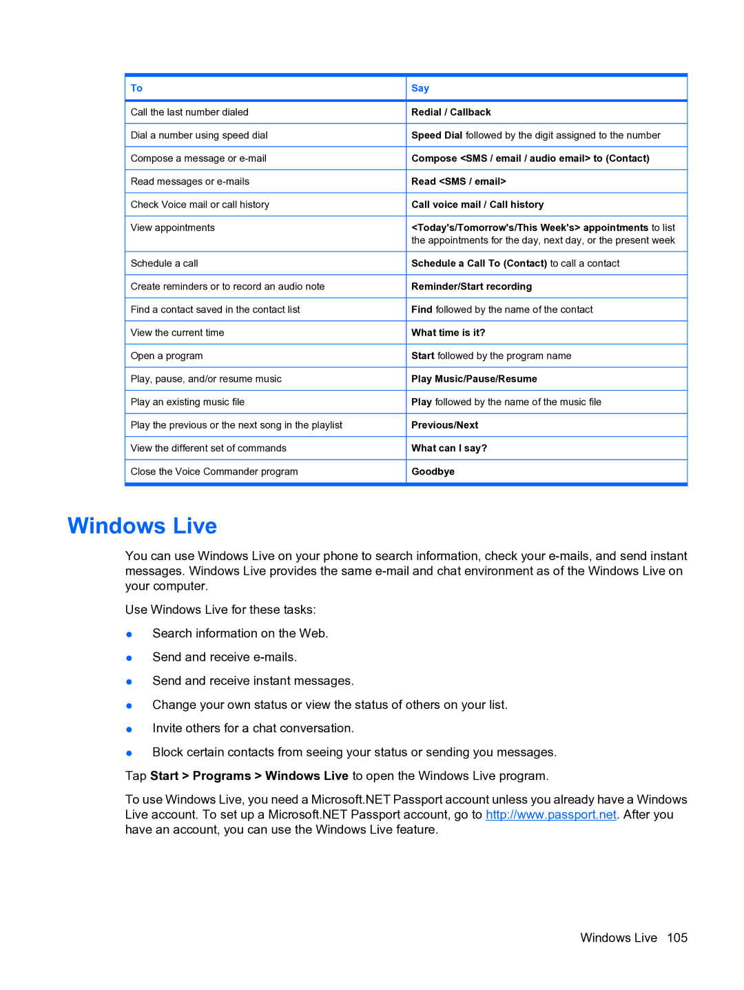 HP Data Messenger manual Windows Live 