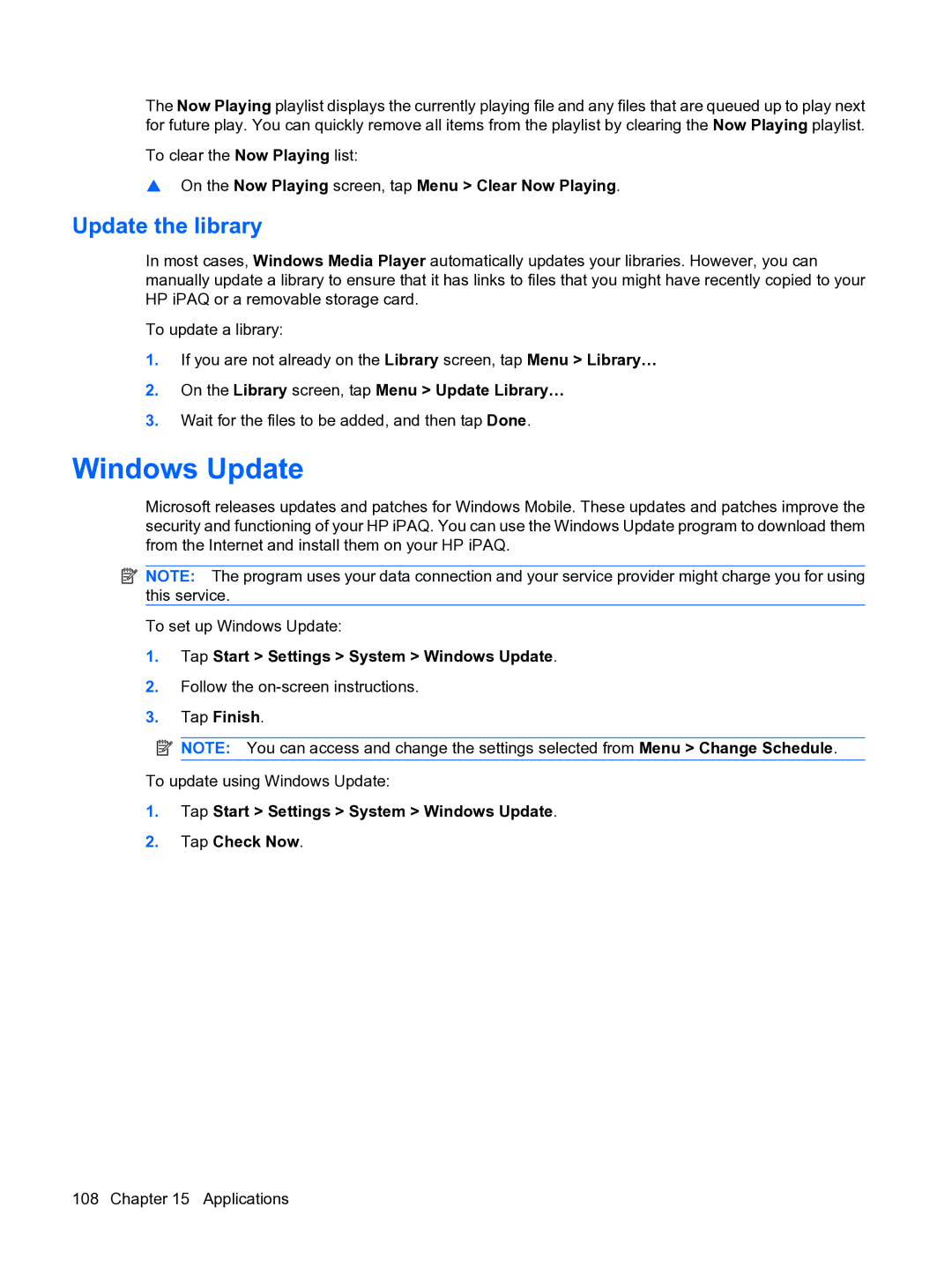 HP Data Messenger manual Windows Update, Update the library 