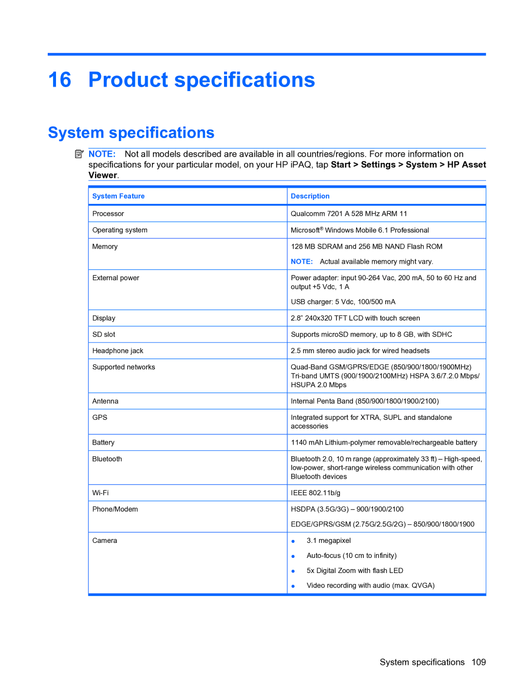 HP Data Messenger manual Product specifications, System specifications, System Feature Description 