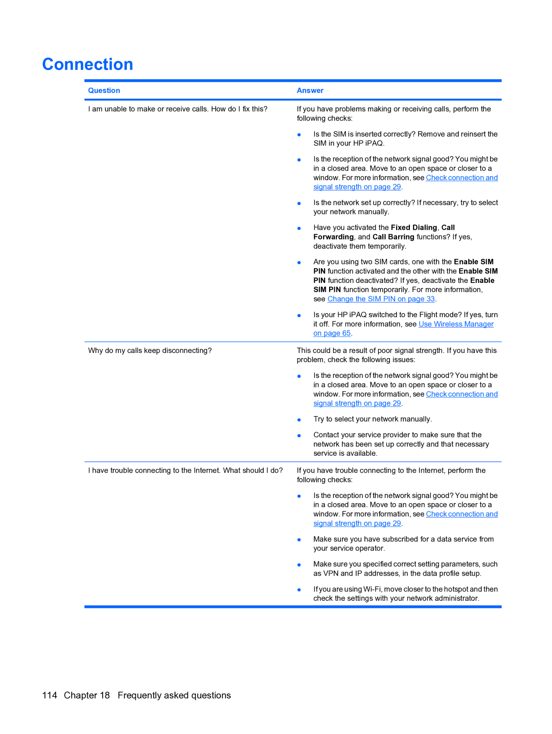 HP Data Messenger manual Connection, Signal strength on 