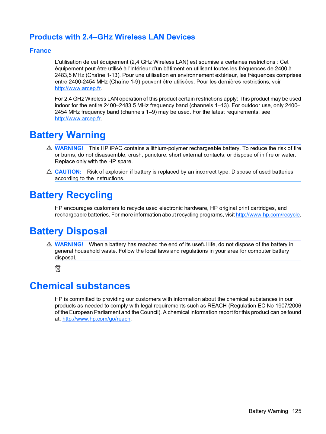 HP Data Messenger manual Products with 2.4-GHz Wireless LAN Devices 