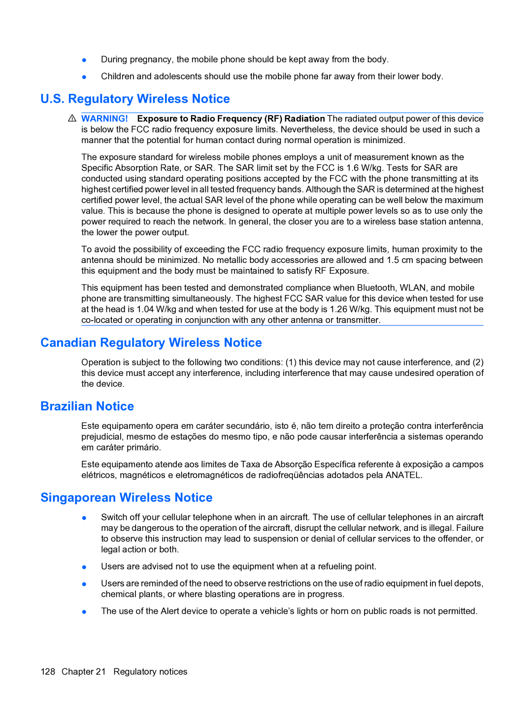 HP Data Messenger manual Canadian Regulatory Wireless Notice, Brazilian Notice, Singaporean Wireless Notice 