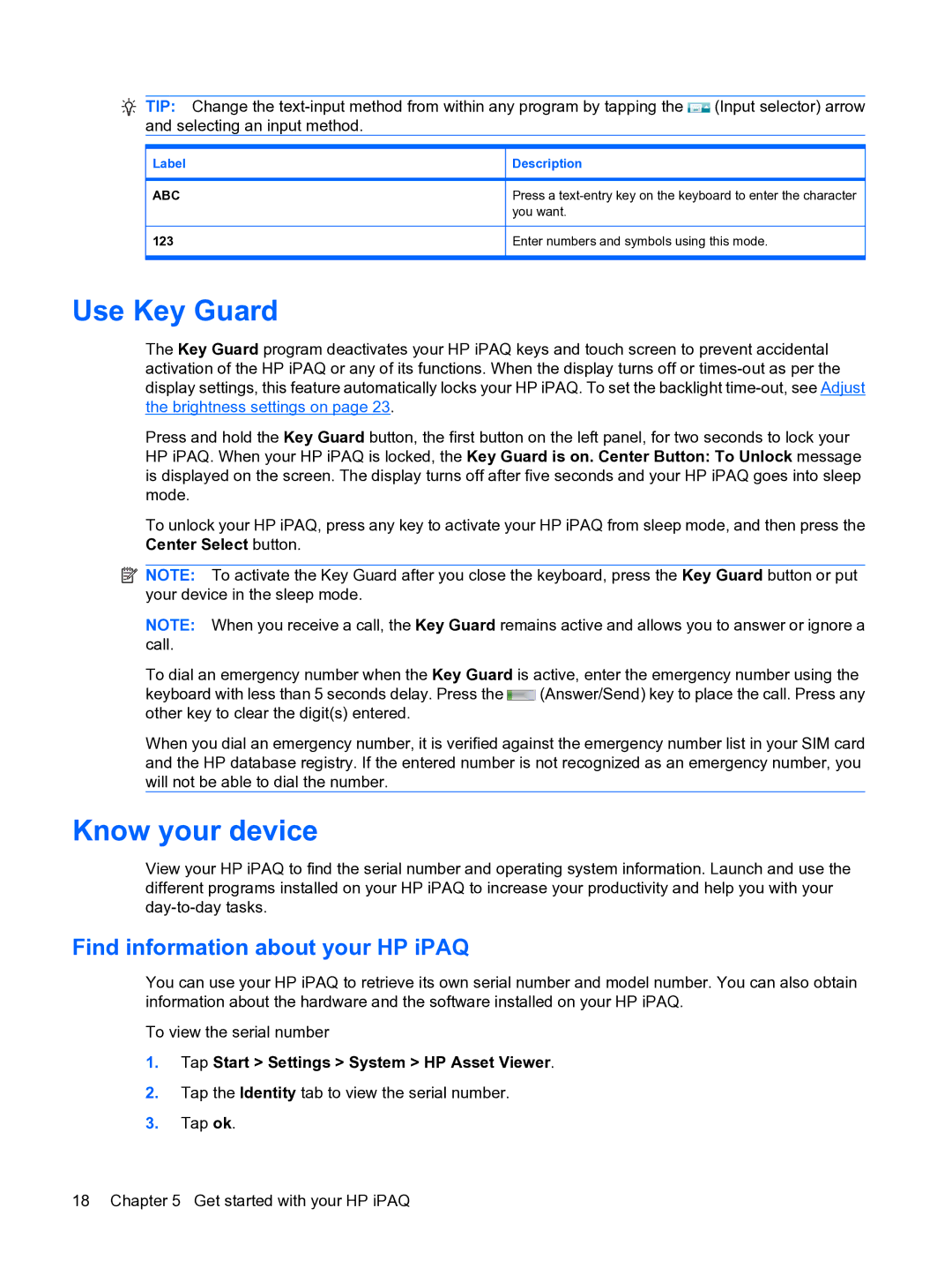 HP Data Messenger manual Use Key Guard, Know your device, Find information about your HP iPAQ, Label 