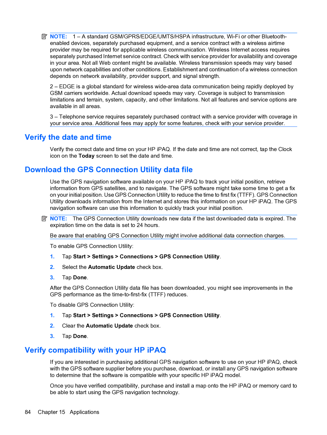 HP Data Messenger manual Verify the date and time, Download the GPS Connection Utility data file 