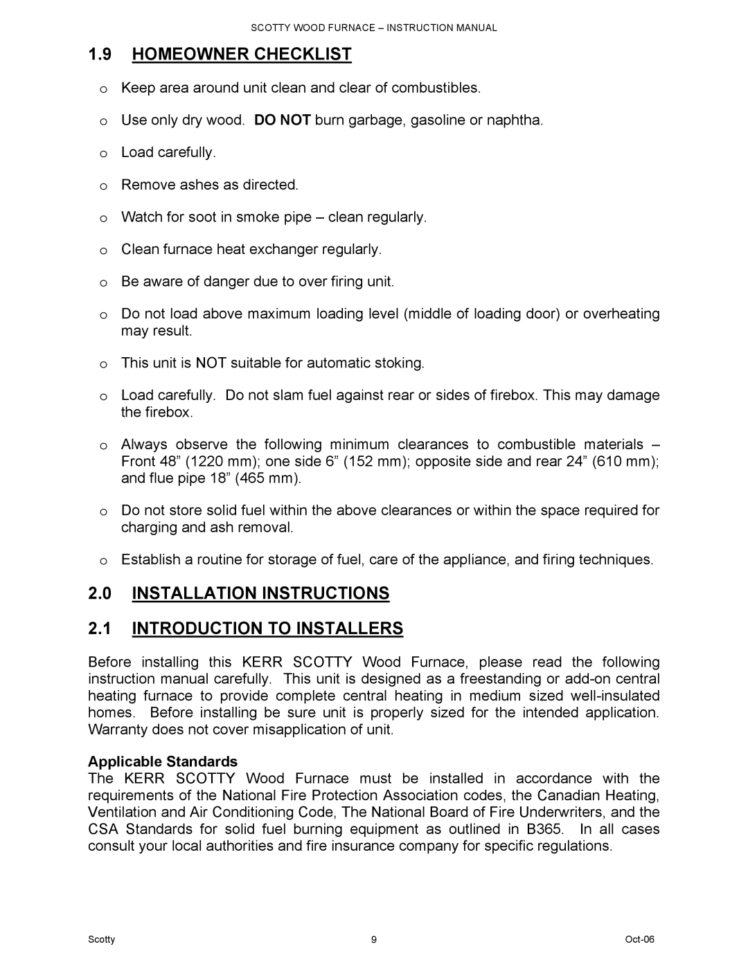 HP DB-102 manual Homeowner Checklist, Installation Instructions Introduction to Installers, Applicable Standards 