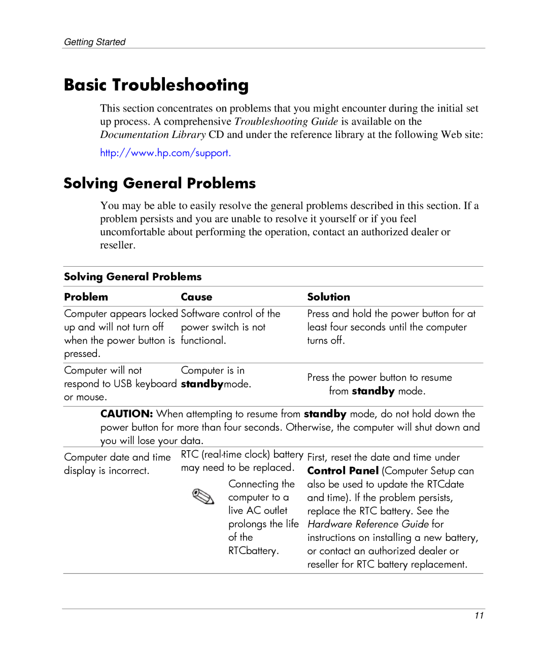 HP DC5000 manual Basic Troubleshooting, Solving General Problems 