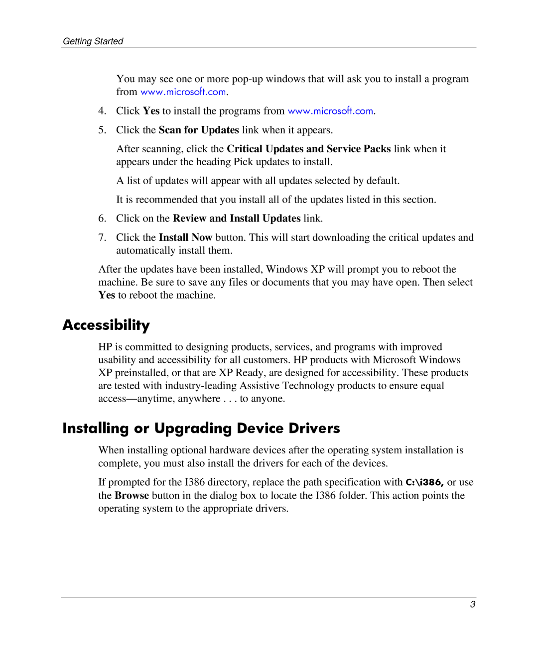 HP DC5000 manual Accessibility, Installing or Upgrading Device Drivers 