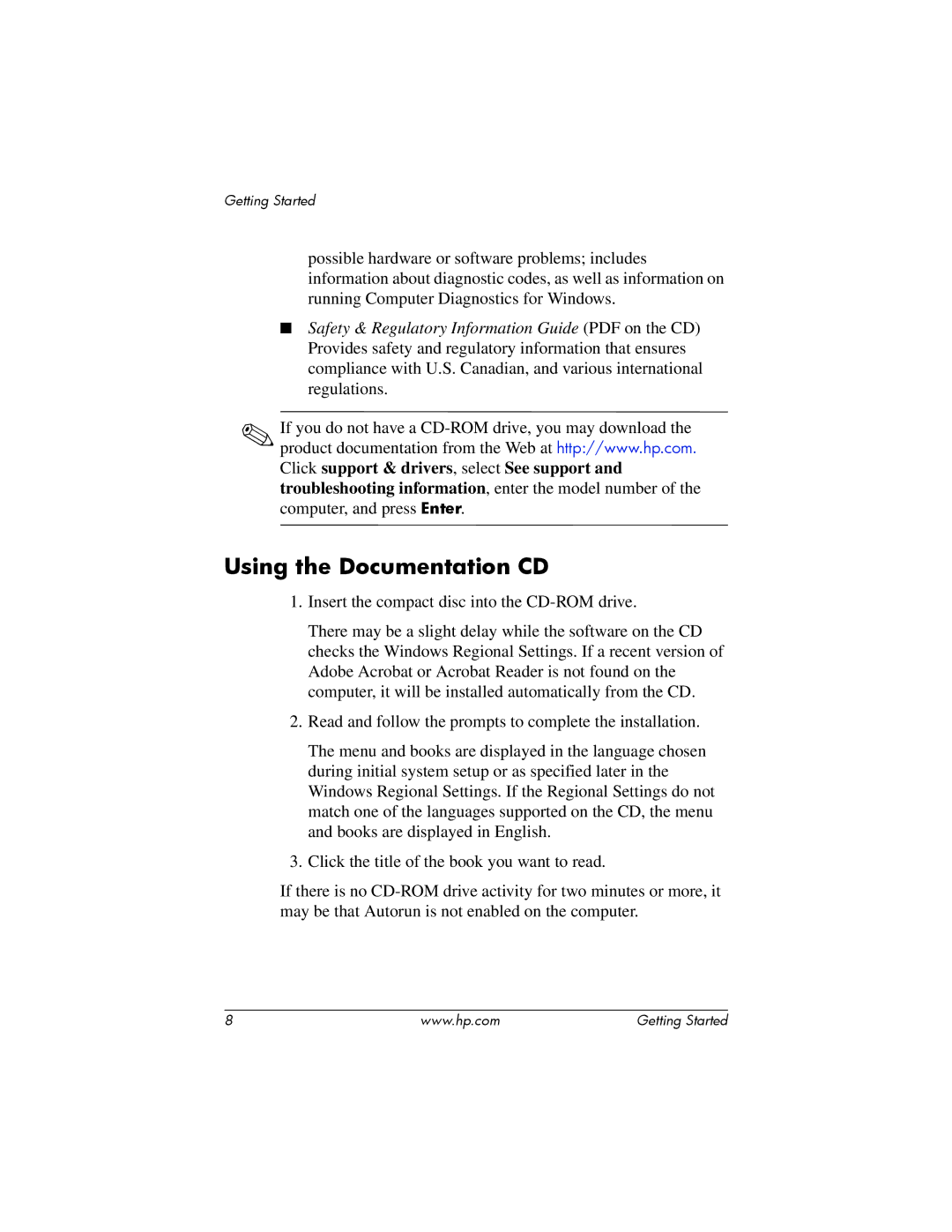 HP DC5100 manual Using the Documentation CD 