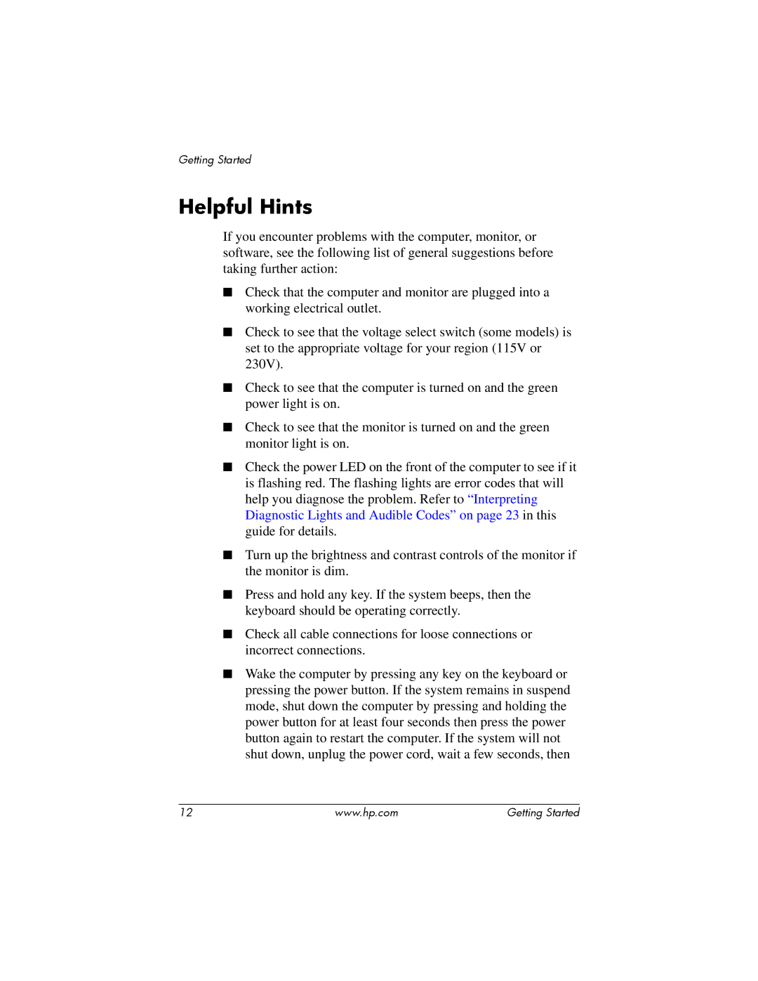 HP DC5100 manual Helpful Hints 