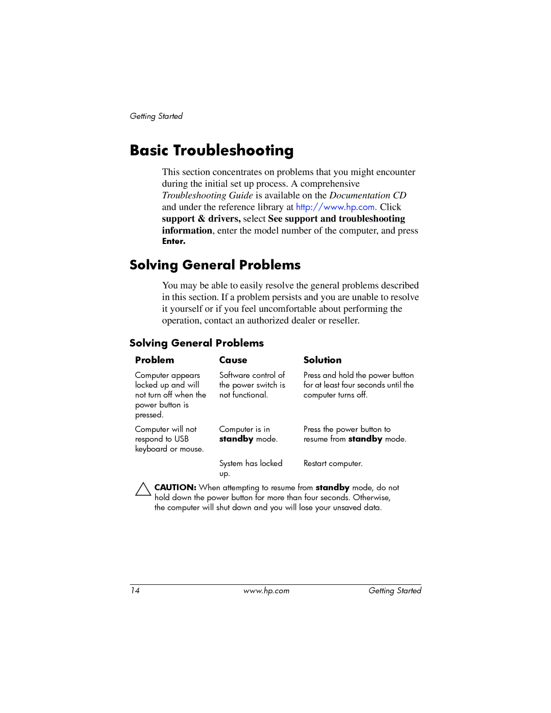 HP DC5100 manual Basic Troubleshooting, Solving General Problems 