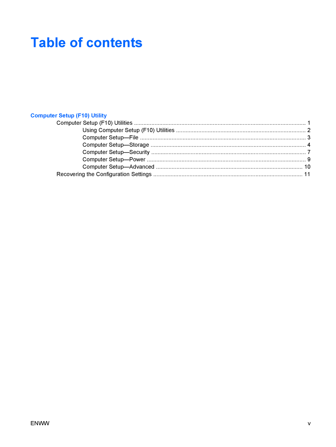 HP dc5700 manual Table of contents 